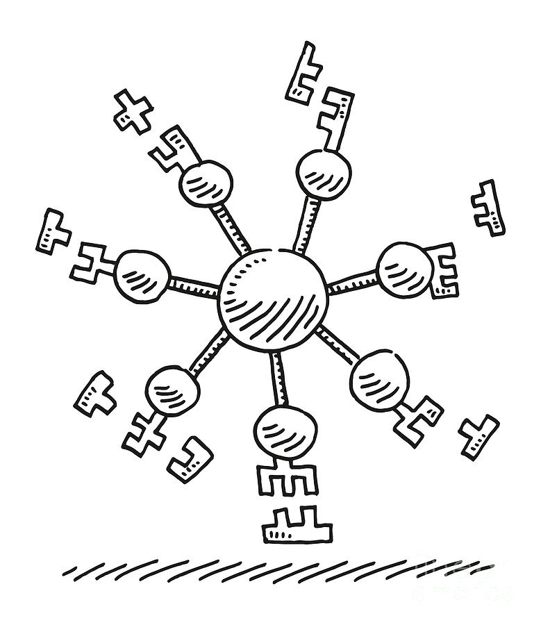Black And White Drawing - Microbiology Docking Connection Infographic Drawing by Frank Ramspott