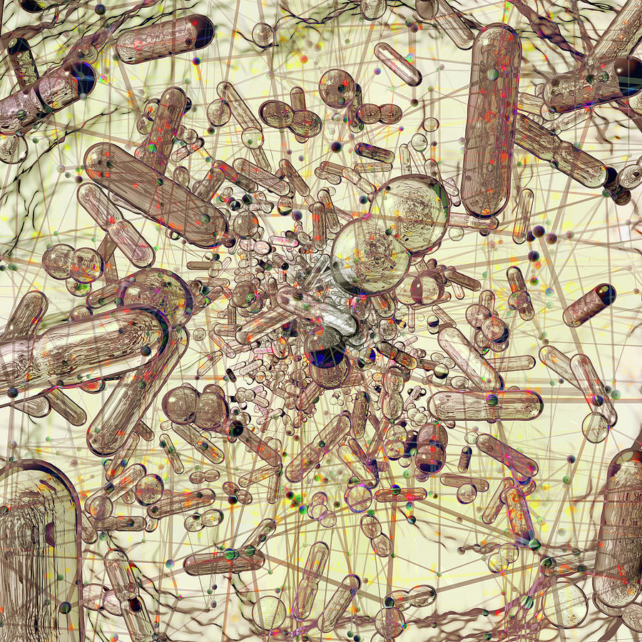 MICROBIOTA Antique Map Digital Art by Russell Kightley