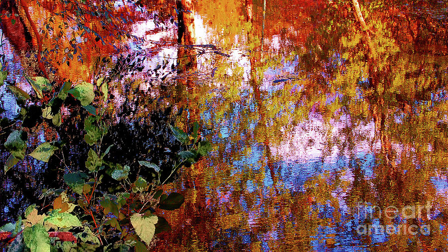 New York City Digital Art - Mid Autumn Reflection Pond by Anthony Ellis