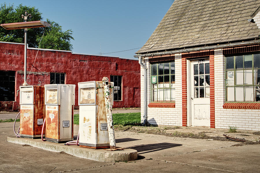 Mid Century Abandoned Gas Station Photograph