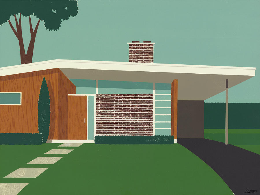 Mid Century Brick House Digital Art By Mary Lynn Blasutta Fine Art America