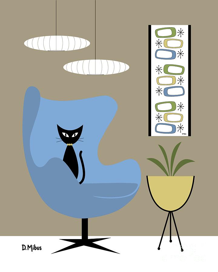 Mid Century Cat with Mini Oblongs Digital Art by Donna Mibus