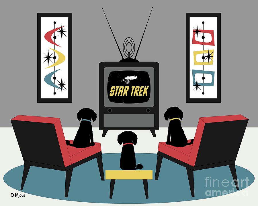 Mid Century Dogs Watch Star Trek Digital Art by Donna Mibus