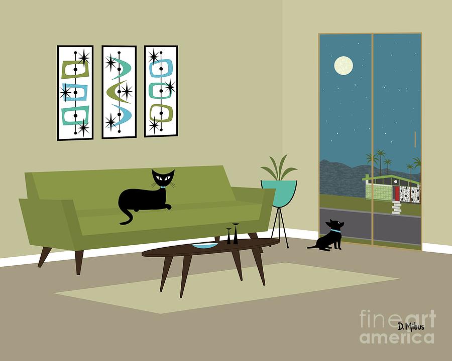 Mid Century Living Room 3 Digital Art by Donna Mibus