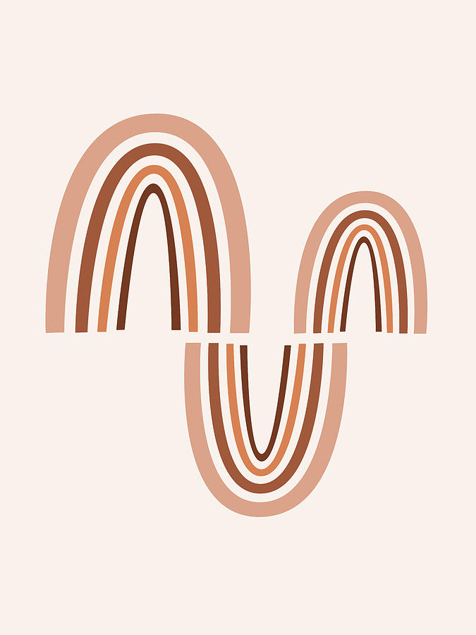 Mid Century Modern Art - Minimal Geometric Abstract 05 - Parabolic Arches - Brown - Scandinavian Mixed Media