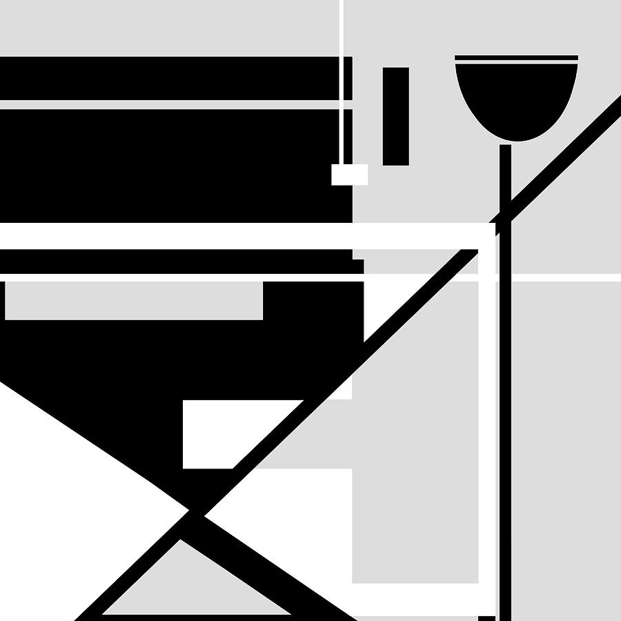 Black Gray White Abstract Directors Chair Design Digital Art by Elastic Pixels