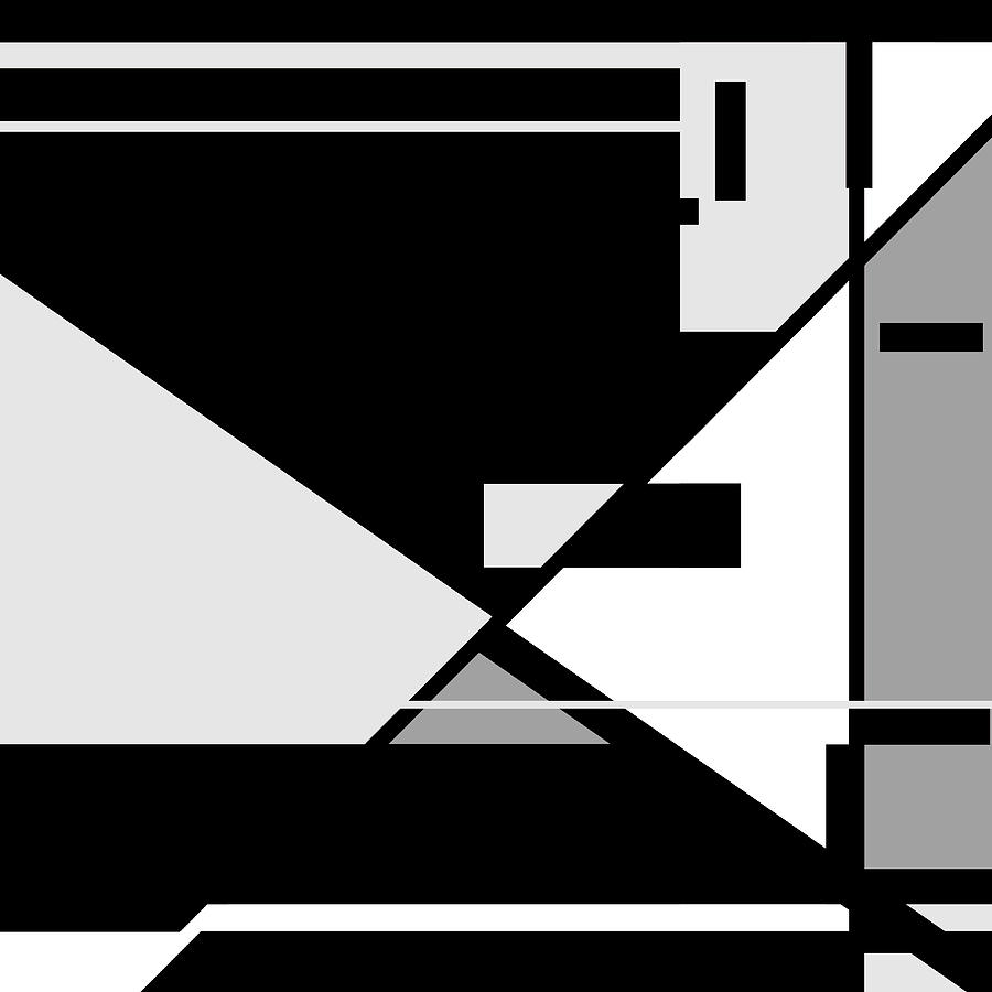 Black Gray White Abstract Hiding Figure Design Digital Art by Elastic Pixels