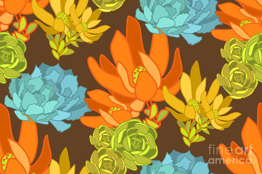 mid-century modern design Colorful succulents plants Digital Art by Patricia Awapara