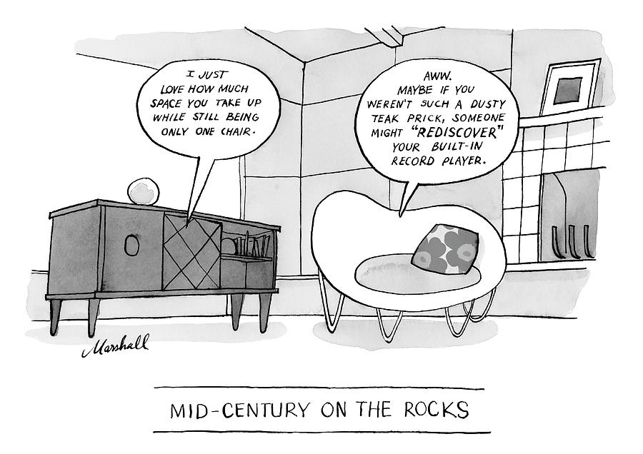 Mid Century on the Rocks Drawing by Marshall Hopkins