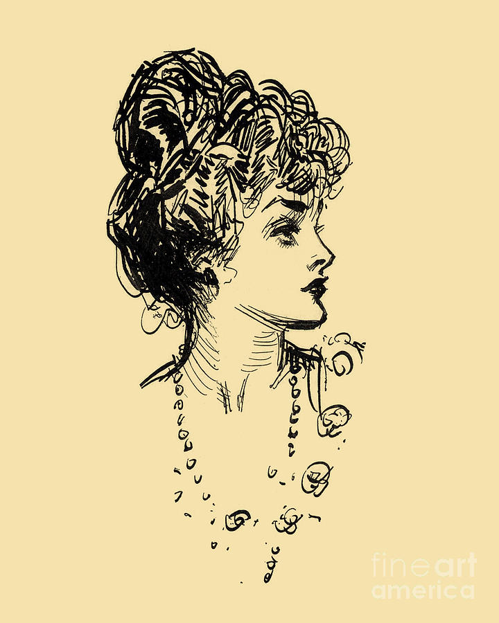 Vintage Digital Art - Mid Century portraiture of a Lady by Madame Memento