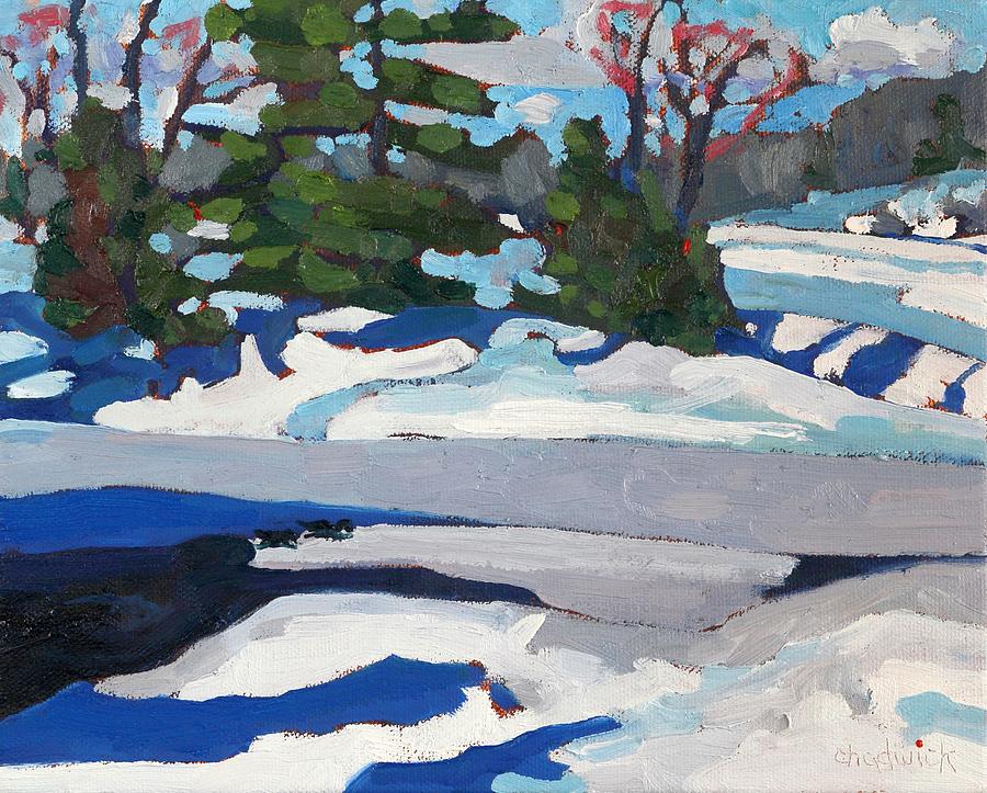 Mid February Morning at Jim Day Rapids Painting by Phil Chadwick