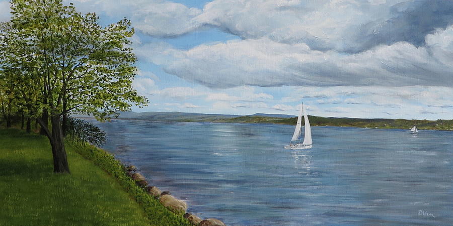 Mid-lake Summer Sail  Painting by Denise Van Deroef