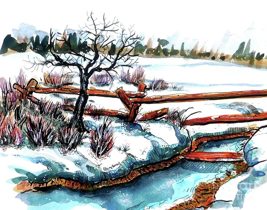 Mid Winter Snow Scene Painting by Terry Banderas