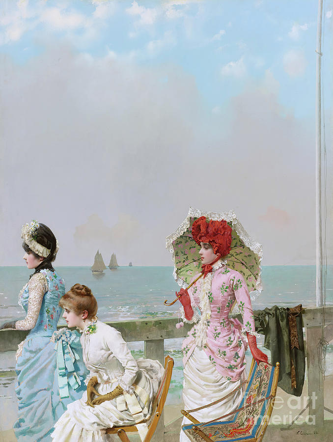 Midday at the sea, 1884 by Vittorio Matteo Corcos Painting by Vittorio ...