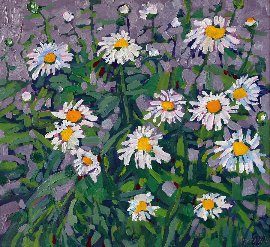 Midday Singleton Daisies  Painting by Phil Chadwick