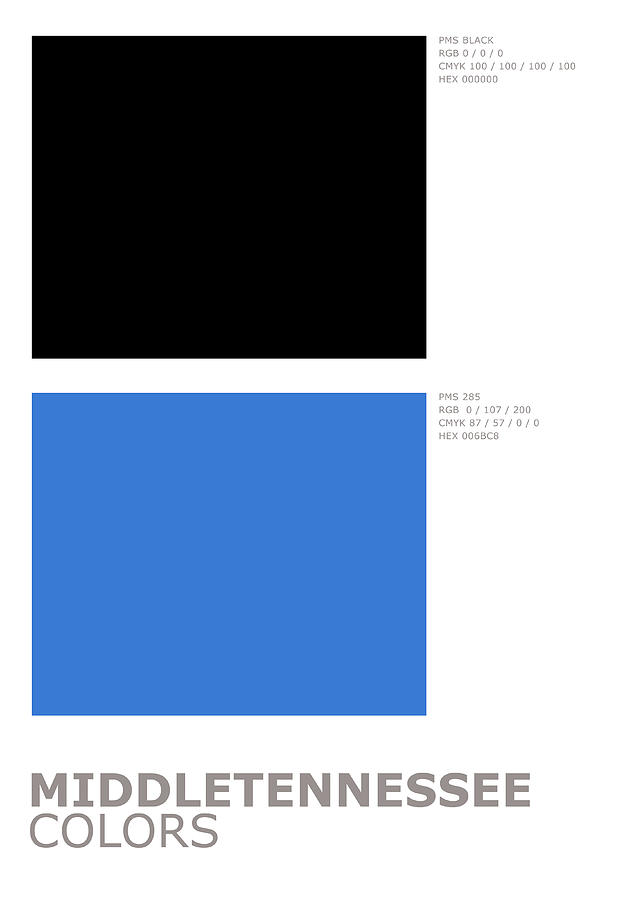 Middle Tennessee State College Sports Team Official Colors Palette