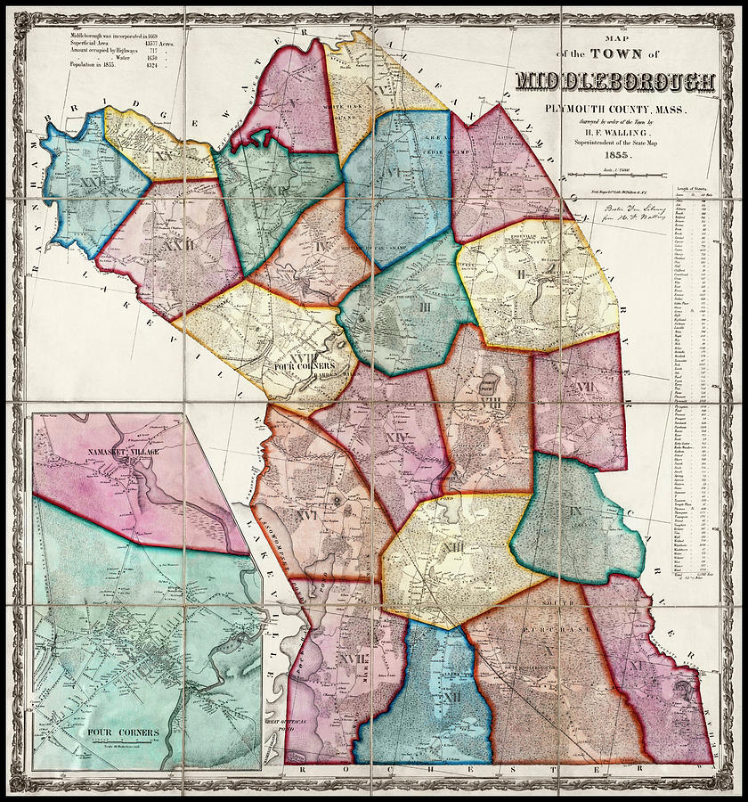 Middleborough Massachusetts Vintage Map 1855 Photograph By Carol Japp   Middleborough Massachusetts Vintage Map 1855 Carol Japp 