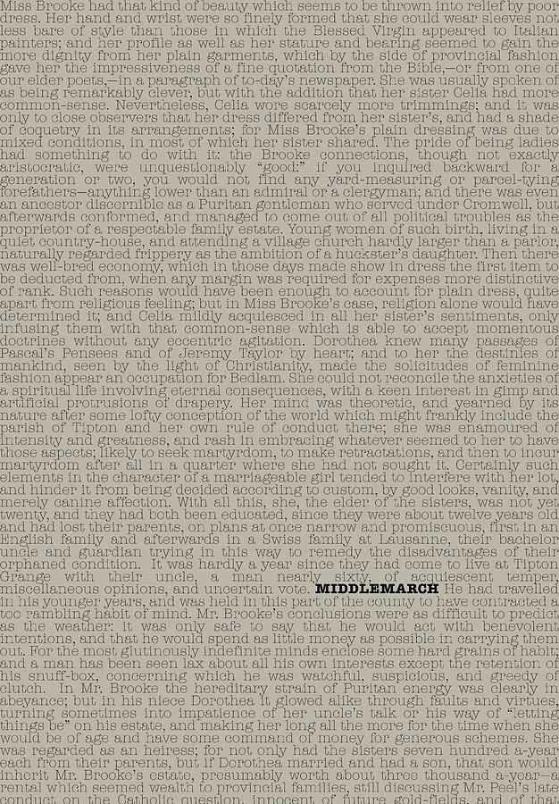 Middlemarch by Eliot Book Text Minimalist Literature on