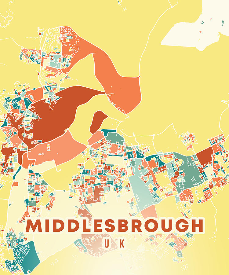 Middlesbrough UK Map Digital Art by Alexandru Chirila Fine Art America