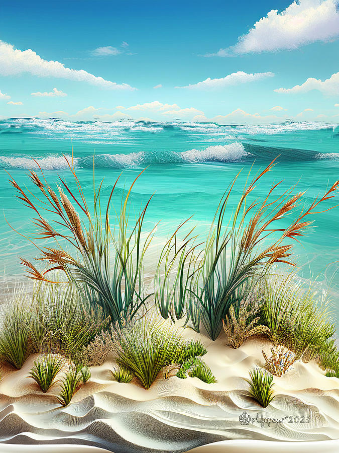 MidJourney AI Beach Scape Digital Art by Peggi Wolfe
