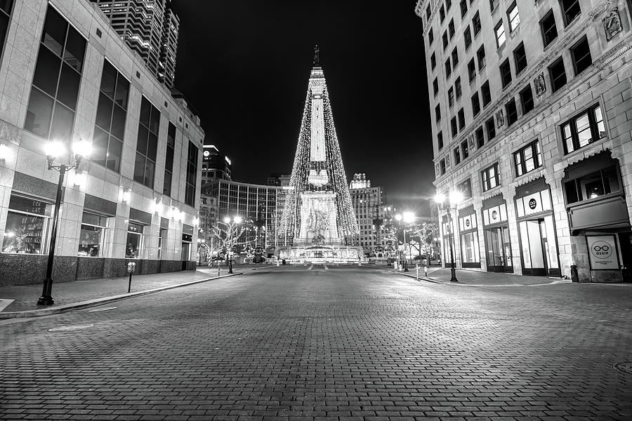 Midnight at the Indianapolis Monument Circle of Lights Photograph by Gregory Ballos