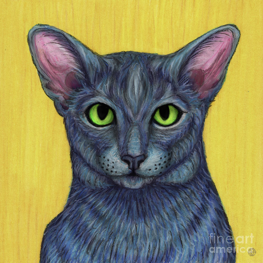 Midnight Blue Oriental Shorthair Painting by Amy E Fraser