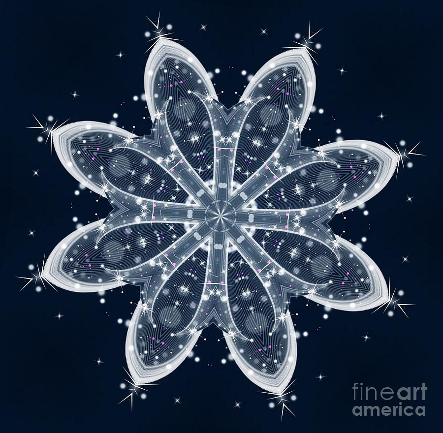 Midnight Blue Star Studded Birth of a Galaxy Mandala Digital Art by Rose Santuci-Sofranko
