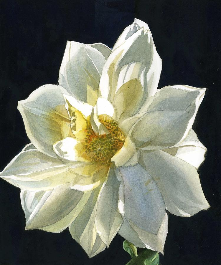Midnight Dahlia Painting by Alfred Ng
