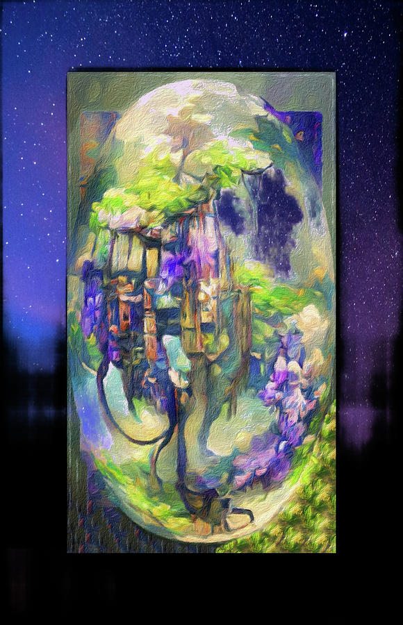 Midnight Enchanted Tree House Digital Art by Diane Lindon Coy