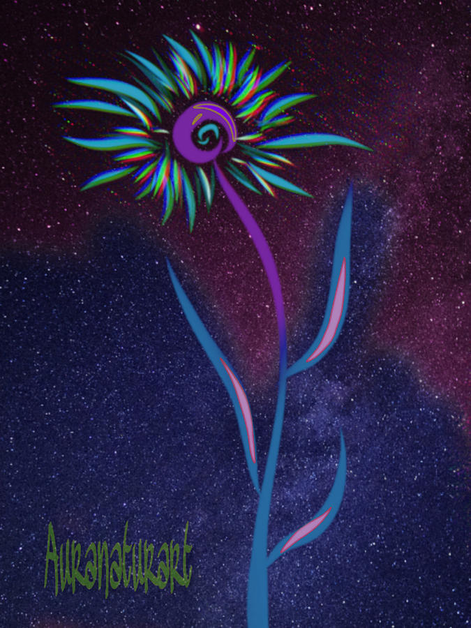 MiDNiGHT FLOWER Dark Digital Art by Auranatura Art
