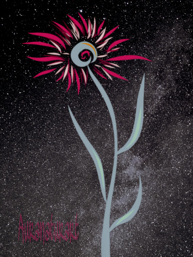 MiDNiGHT FLOWER Moon Digital Art by Auranatura Art