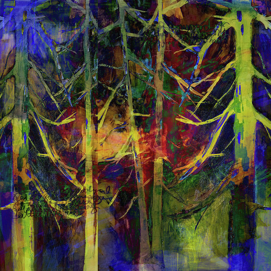 Midnight Forest Mixed Media by Nancy Merkle