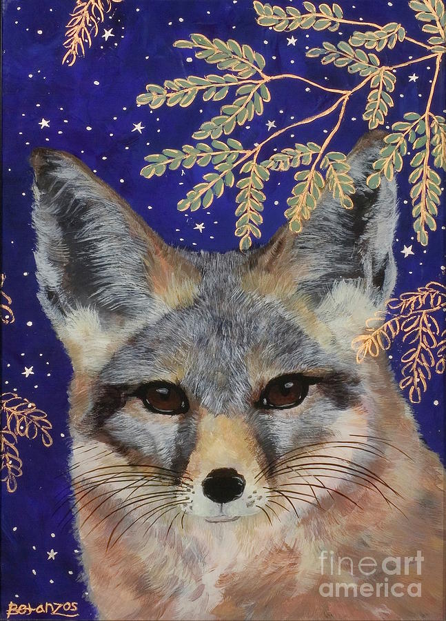 Fox Painting - Midnight Fox by Sue Betanzos