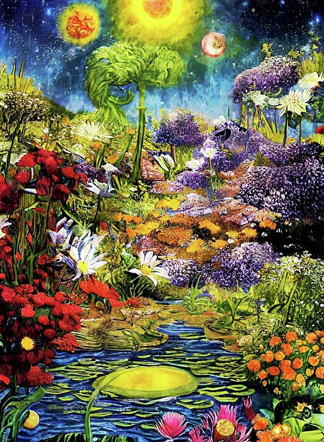 Midnight Garden Magic Digital Art by Ally White
