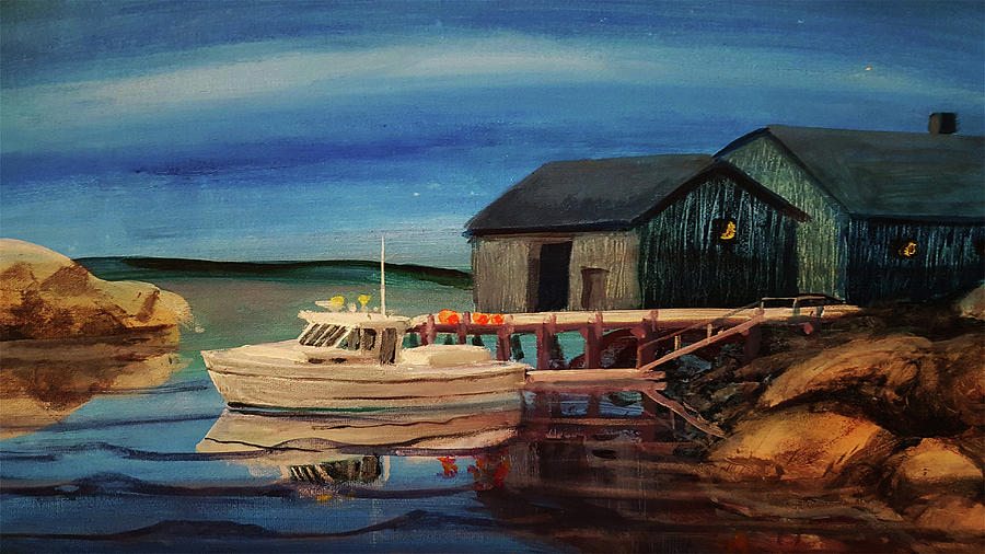 Midnight Harbor Painting by Rose Lewis