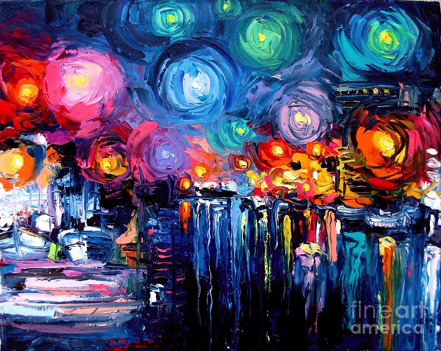 Midnight Harbor XIX Painting by Aja Trier