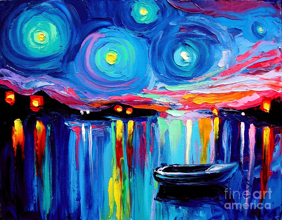 Midnight Harbor XXV Painting by Aja Trier