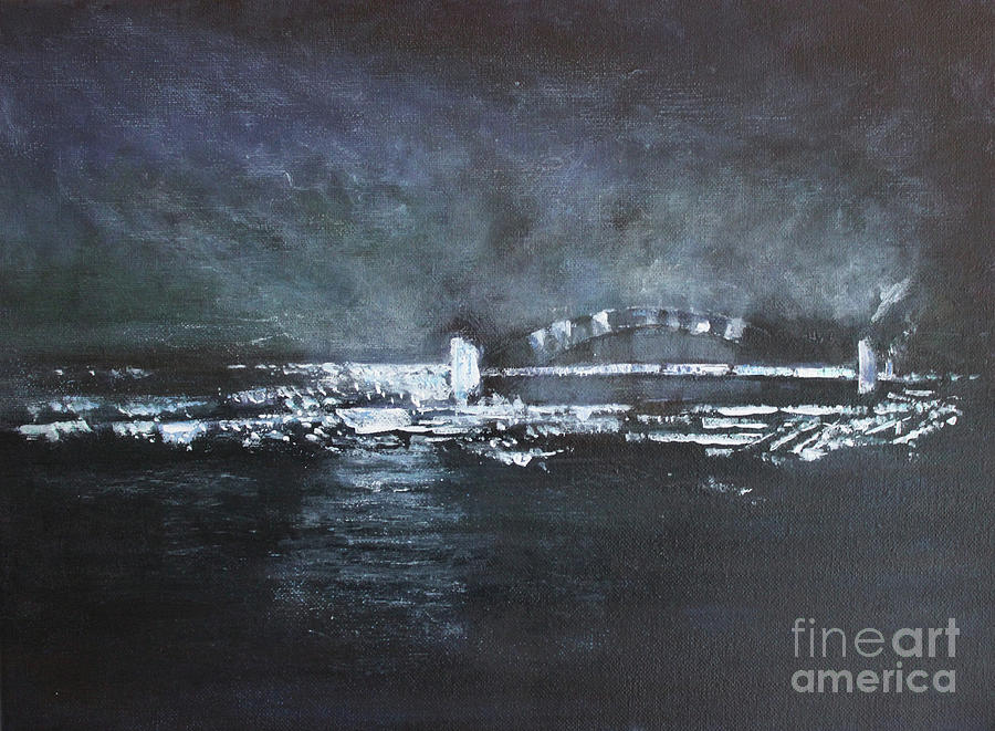 Midnight Harbour Painting by Jane See