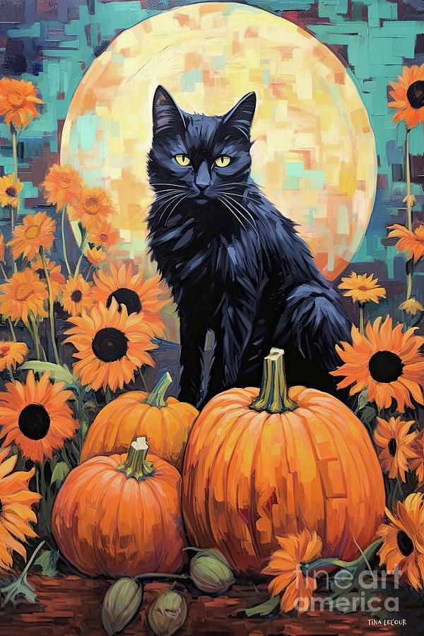 Midnight In The Pumpkin Patch Painting by Tina LeCour