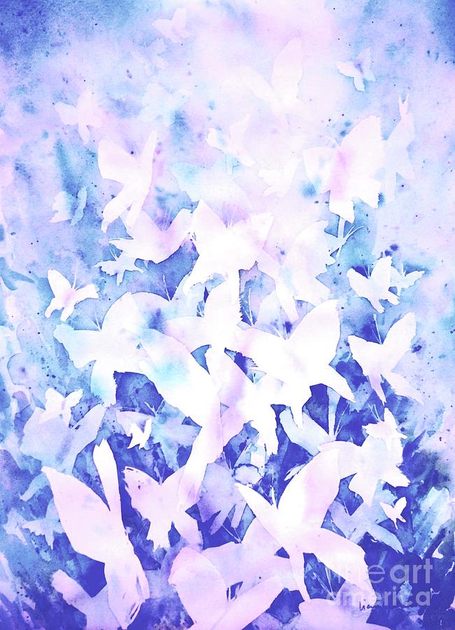 Midnight Lavender Butterflies Painting by Liana Yarckin
