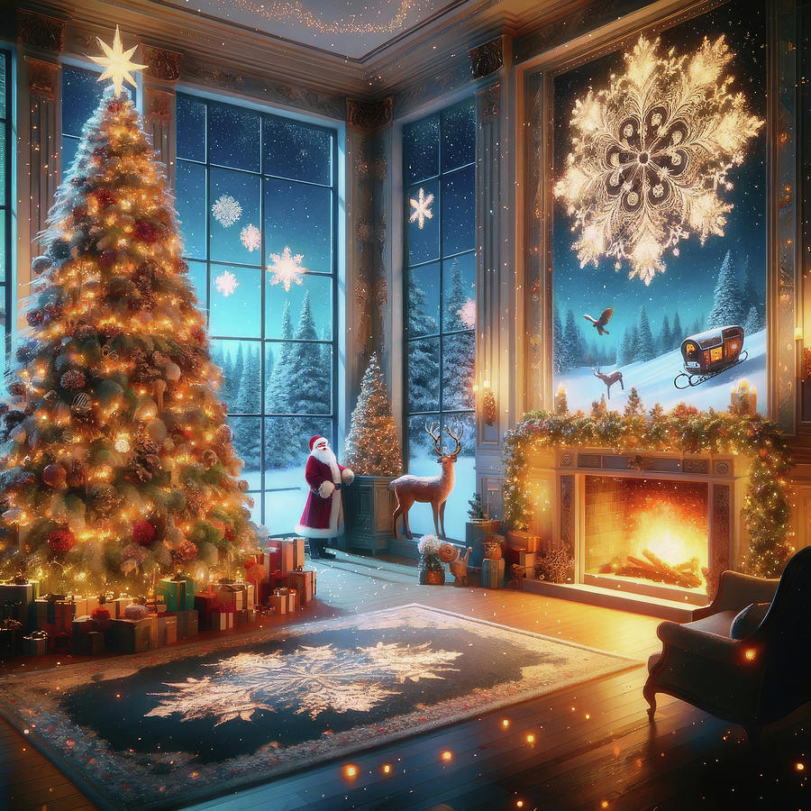 Midnight Magic On Christmas Eve Digital Art by Bill and Linda Tiepelman