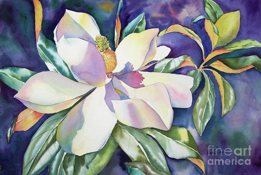 Midnight Magnolia Painting by Liana Yarckin