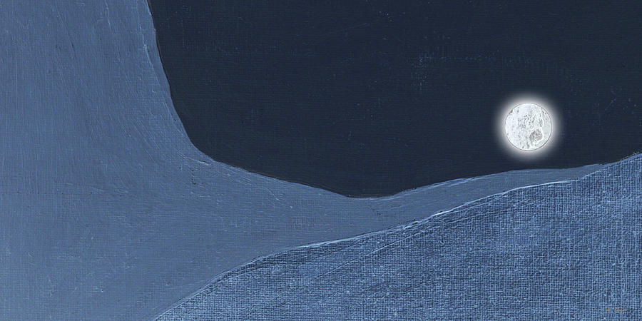 Midnight Moon Modern Blue Art Painting by Sharon Cummings