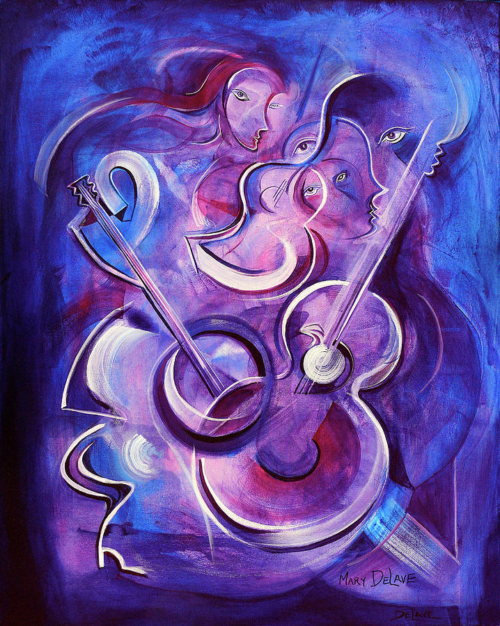 Midnight Music Painting by Mary DeLave