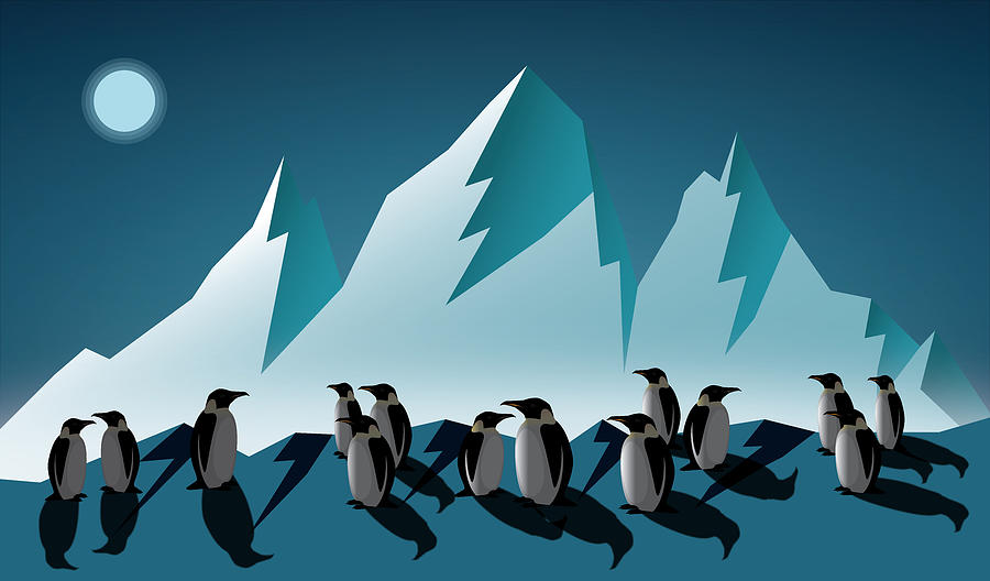 Midnight Penguins Digital Art