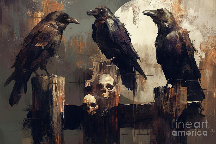 Midnight Ravens Painting by Tina LeCour Midnight Ravens Painting by Tina LeCour