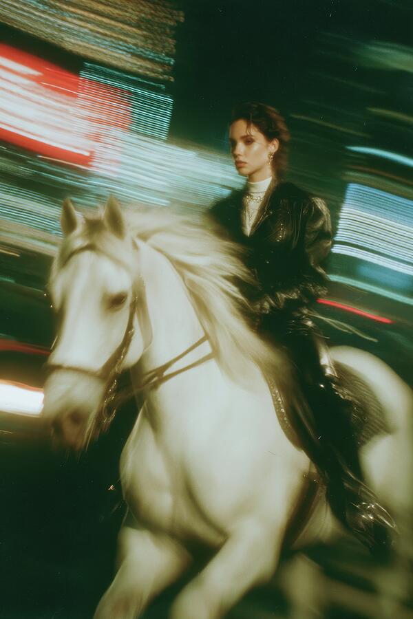 Midnight Rider - Neon Elegance on Horseback Digital Art by Matthias Hauser Midnight Rider - Neon Elegance on Horseback Digital Art by Matthias Hauser