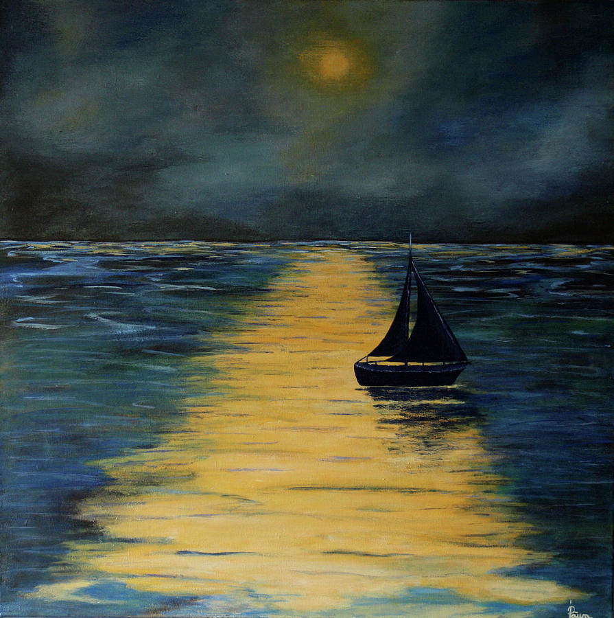 Midnight seascape Painting by Iulia Paun