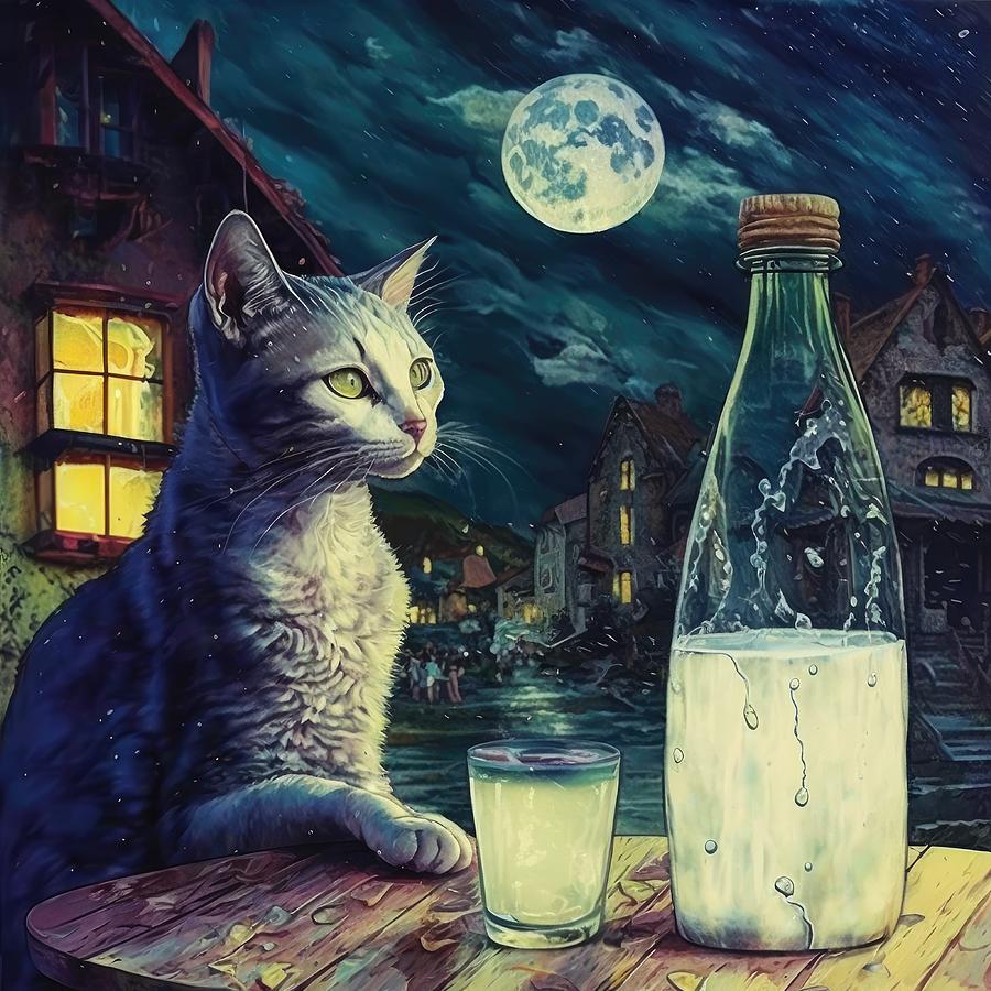 Cat Digital Art - Midnight Snack  by My Head Cinema