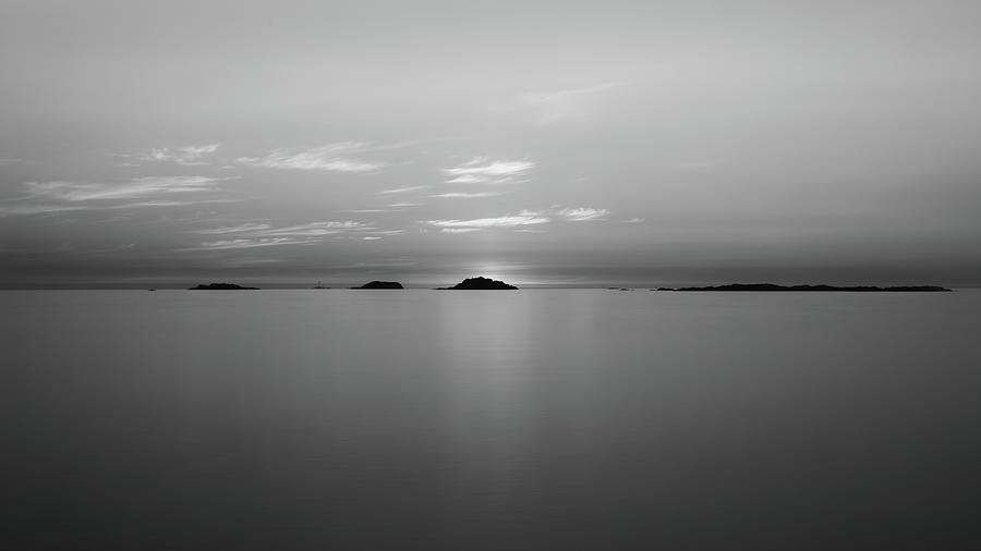 Black And White Photograph - Midnight Sun In Lofoten - Bw - VI by Luis GA - Lugamor